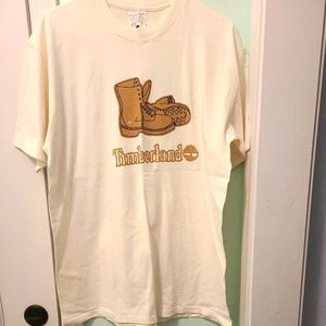 Vtg 90s Timberland Boots Shirt LARGE Brown Made In USA Sport New York Jordan